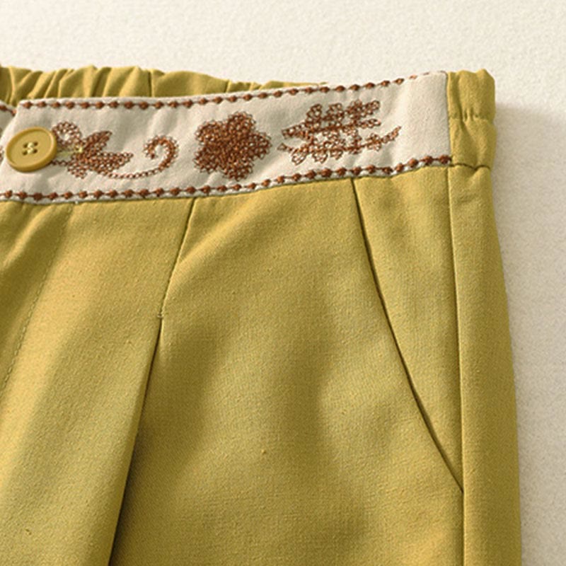 Pantalones anchos de algodón con cintura elástica y cremallera para mujer, bordados con Buddha Stones y bolsillos. - image 13