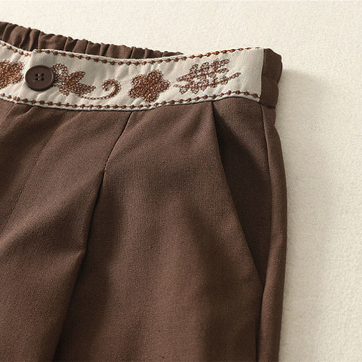 Pantalones anchos de algodón con cintura elástica y cremallera para mujer, bordados con Buddha Stones y bolsillos. - image 24