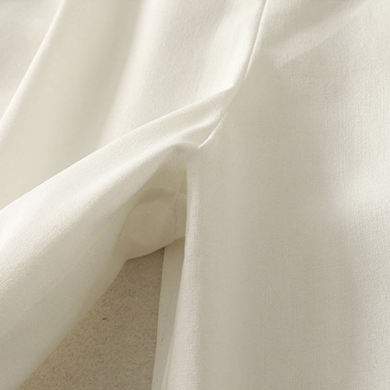 Pantalones anchos de algodón con cintura elástica y cremallera para mujer, bordados con Buddha Stones y bolsillos. - image 8