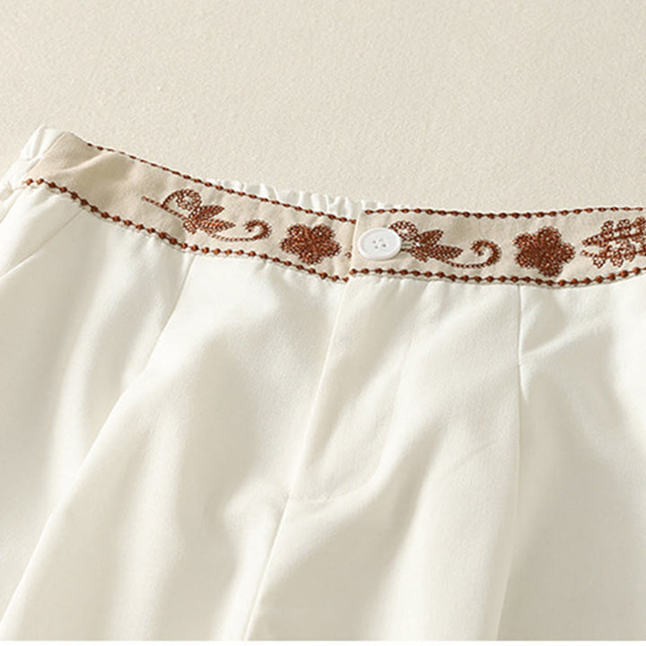 Pantalones anchos de algodón con cintura elástica y cremallera para mujer, bordados con Buddha Stones y bolsillos. - image 4