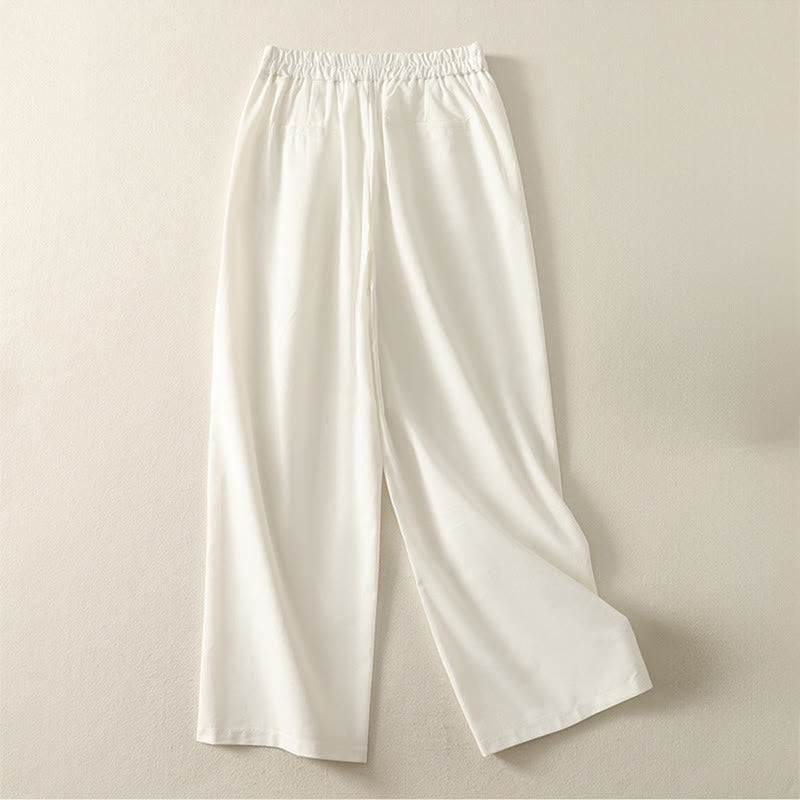 Pantalones anchos de algodón con cintura elástica y cremallera para mujer, bordados con Buddha Stones y bolsillos. - image 2