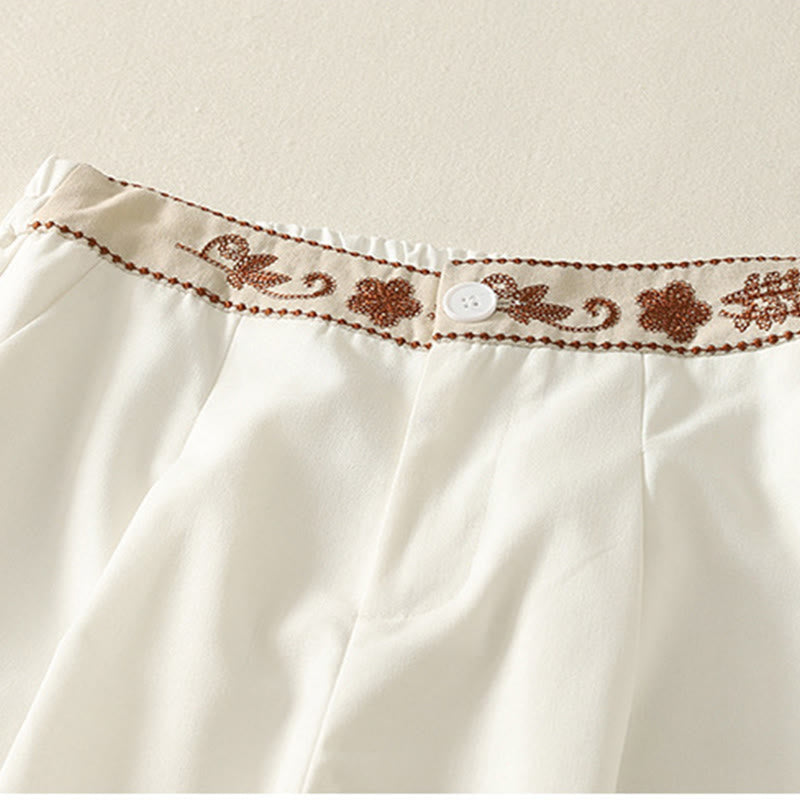 Pantalones anchos de algodón con cintura elástica y cremallera para mujer, bordados con Buddha Stones y bolsillos. - image 4