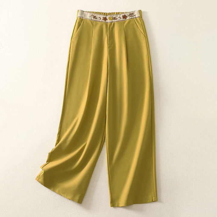 Pantalones anchos de algodón con cintura elástica y cremallera para mujer, bordados con Buddha Stones y bolsillos. - Oro - US8-10，UK/AU12-14，EU40-42 (2XL) - image 11