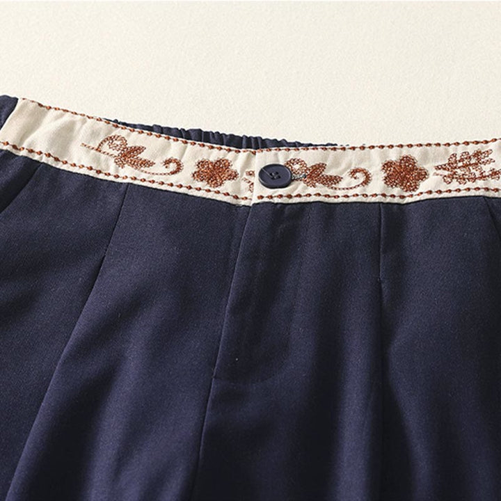 Pantalones anchos de algodón con cintura elástica y cremallera para mujer, bordados con Buddha Stones y bolsillos. - image 17