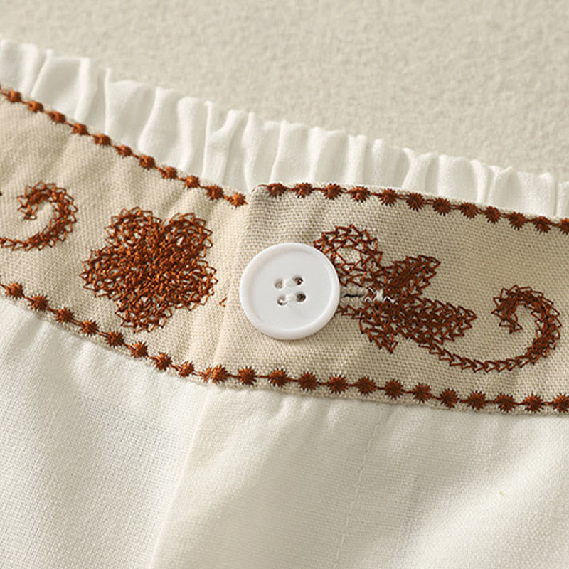 Pantalones anchos de algodón con cintura elástica y cremallera para mujer, bordados con Buddha Stones y bolsillos. - image 3