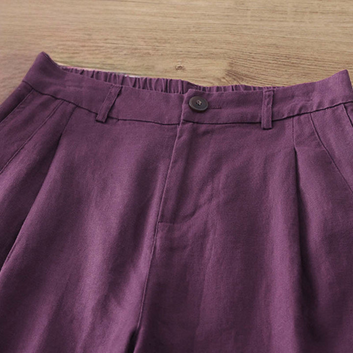 Pantalones anchos de algodón con cremallera y bolsillos para mujer de Buddha Stones para otoño - image 33