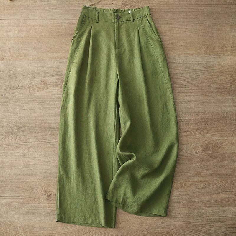 Pantalones anchos de algodón con cremallera y bolsillos para mujer de Buddha Stones para otoño - image 22