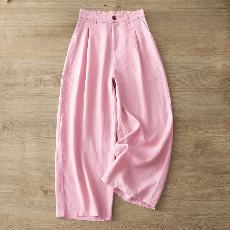 Pantalones anchos de algodón con cremallera y bolsillos para mujer de Buddha Stones para otoño - image 27