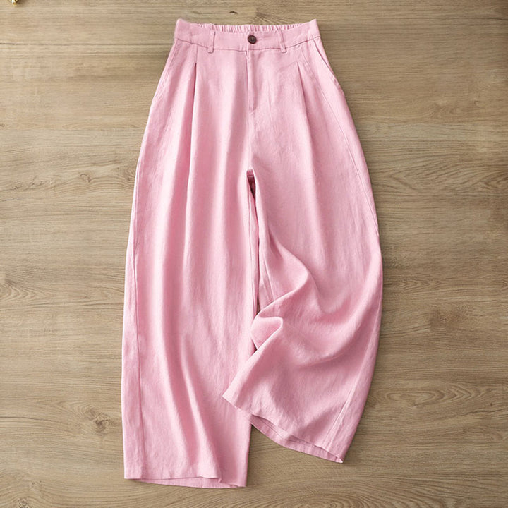 Pantalones anchos de algodón con cremallera y bolsillos para mujer de Buddha Stones para otoño - image 27