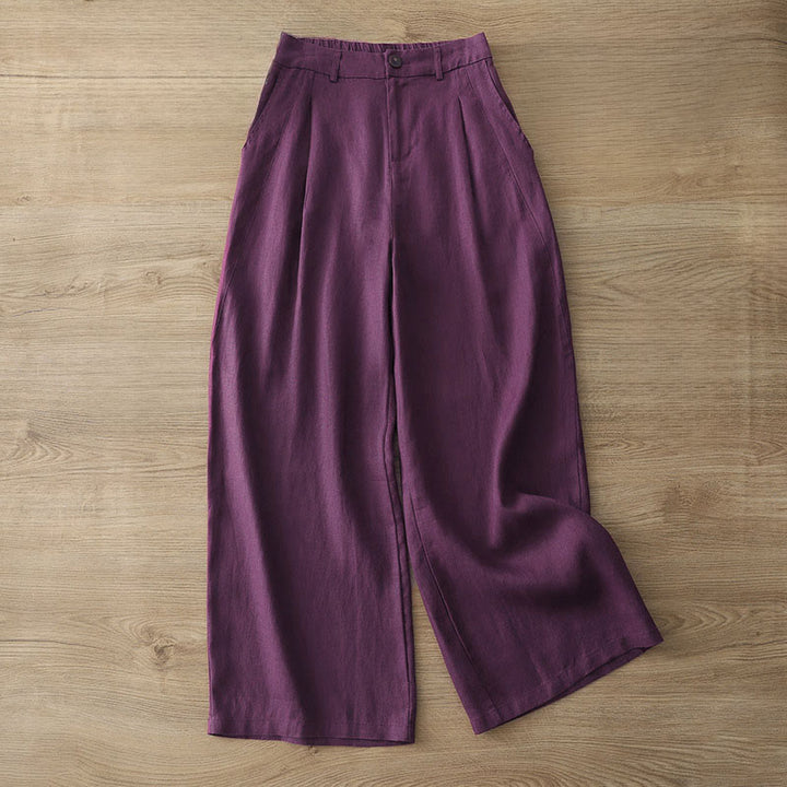 Pantalones anchos de algodón con cremallera y bolsillos para mujer de Buddha Stones para otoño - Magenta oscuro - US12, UK/AU16, EU44 (2XL) - image 31