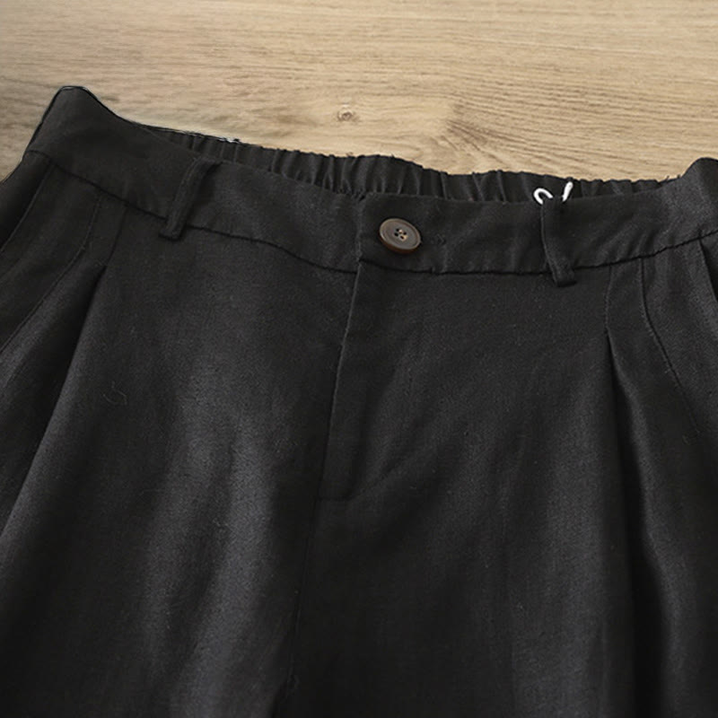 Pantalones anchos de algodón con cremallera y bolsillos para mujer de Buddha Stones para otoño - image 18