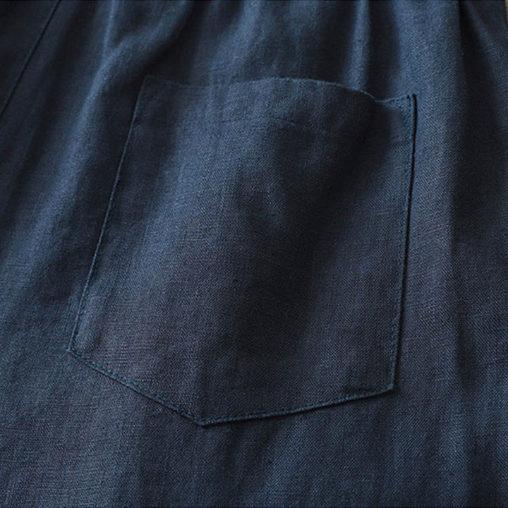 Pantalones anchos de algodón con cremallera y bolsillos para mujer de Buddha Stones para otoño - image 2