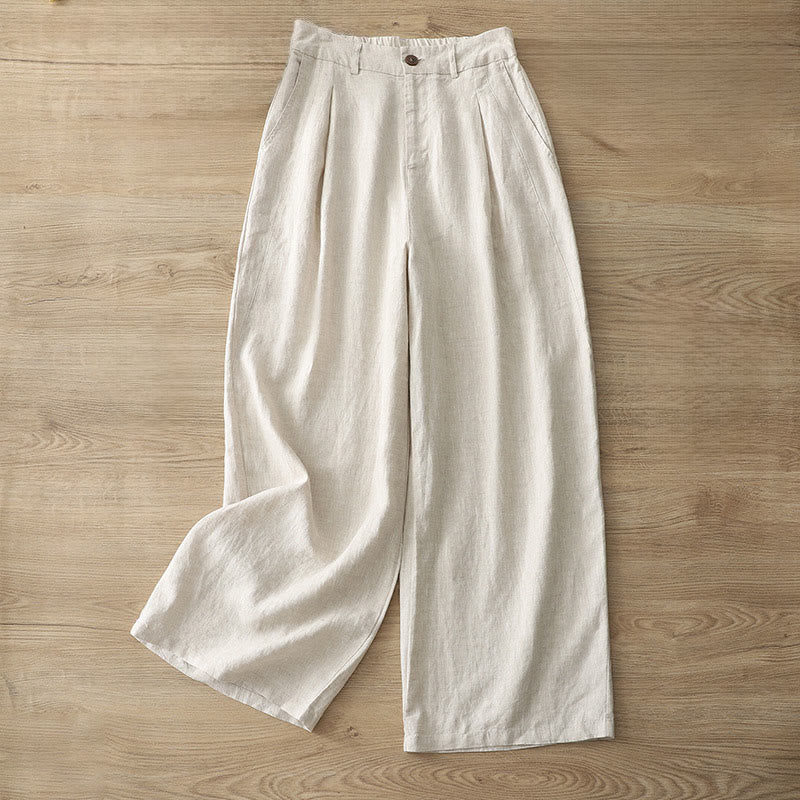 Pantalones anchos de algodón con cremallera y bolsillos para mujer de Buddha Stones para otoño - Lino - US12, UK/AU16, EU44 (2XL) - image 35