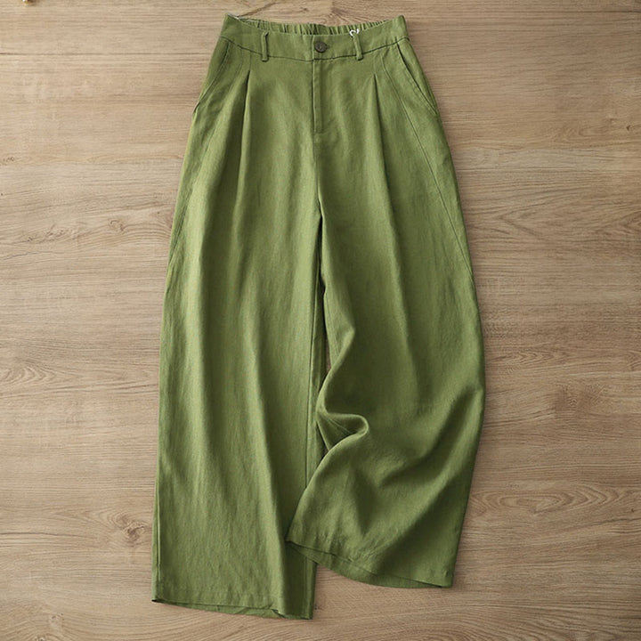 Pantalones anchos de algodón con cremallera y bolsillos para mujer de Buddha Stones para otoño - image 22