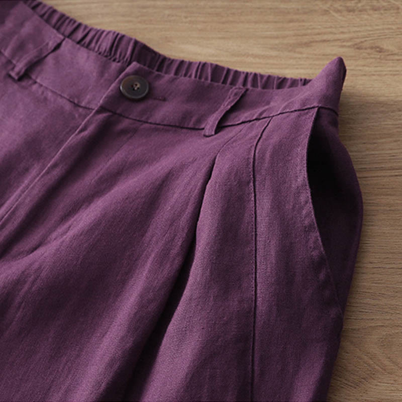 Pantalones anchos de algodón con cremallera y bolsillos para mujer de Buddha Stones para otoño - image 32