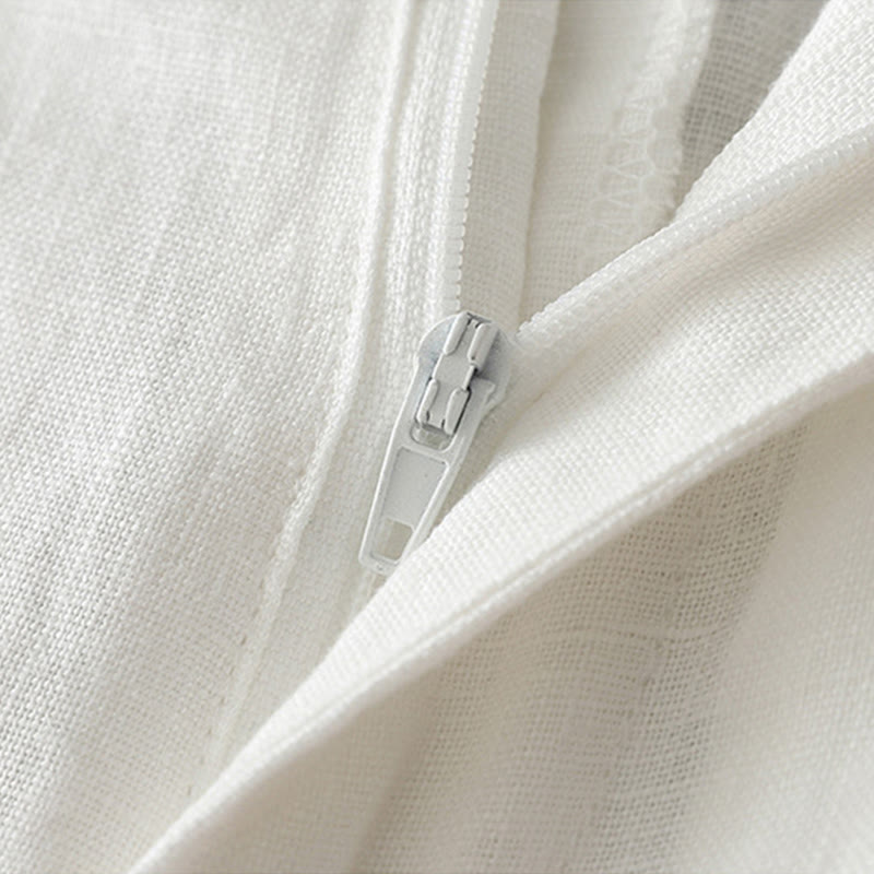 Pantalones anchos de algodón con cremallera y bolsillos para mujer de Buddha Stones para otoño - image 12