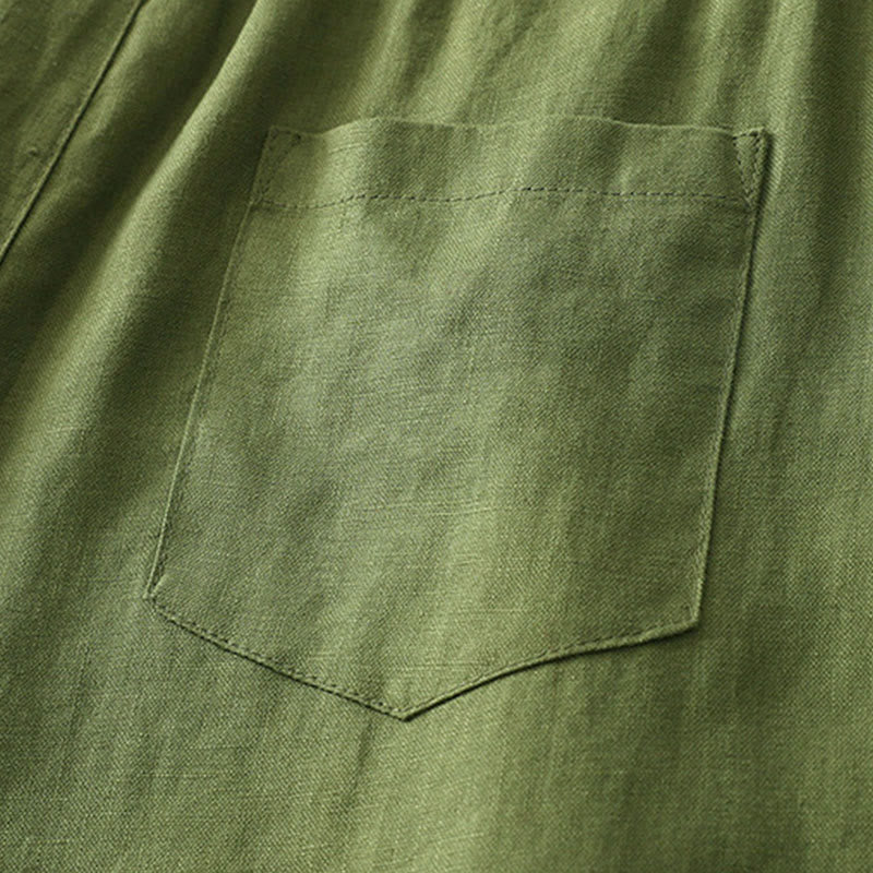 Pantalones anchos de algodón con cremallera y bolsillos para mujer de Buddha Stones para otoño - image 24