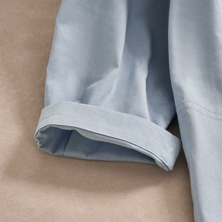 Vestido midi de algodón para mujer con diseño de botones de color liso y bolsillos, manga tres cuartos y estampado de Buddha Stones - image 3