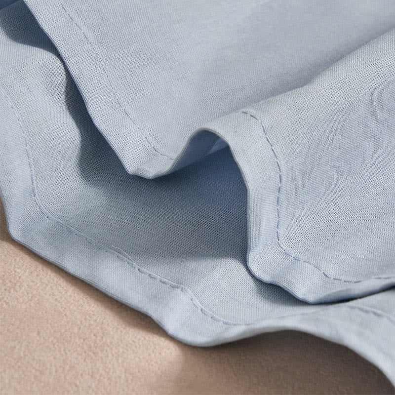 Vestido midi de algodón para mujer con diseño de botones de color liso y bolsillos, manga tres cuartos y estampado de Buddha Stones - image 4