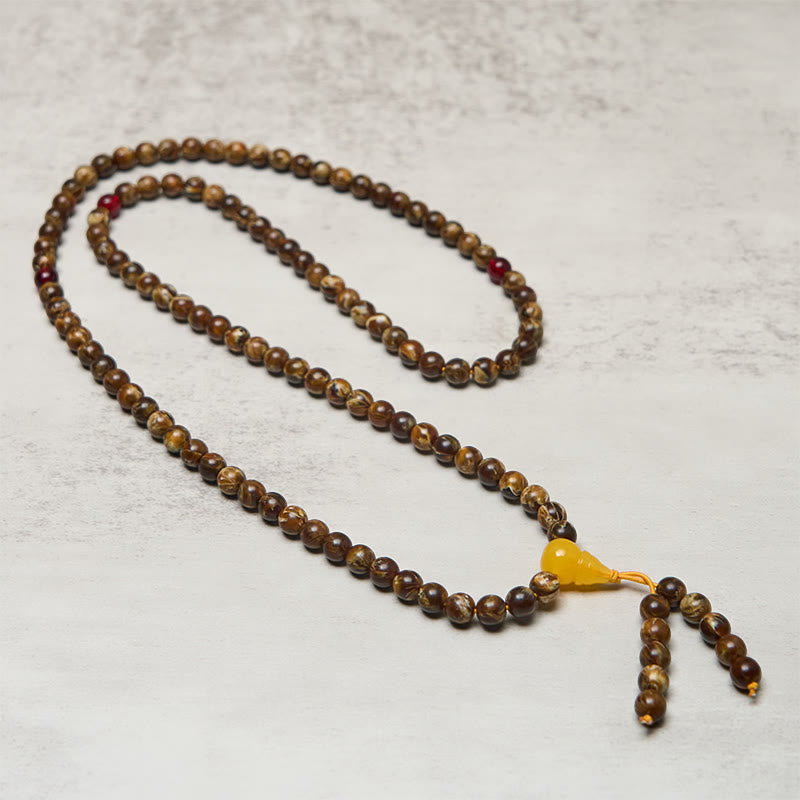 Mala con 108 Buddha Stones y calabaza ámbar multicolor - image 2
