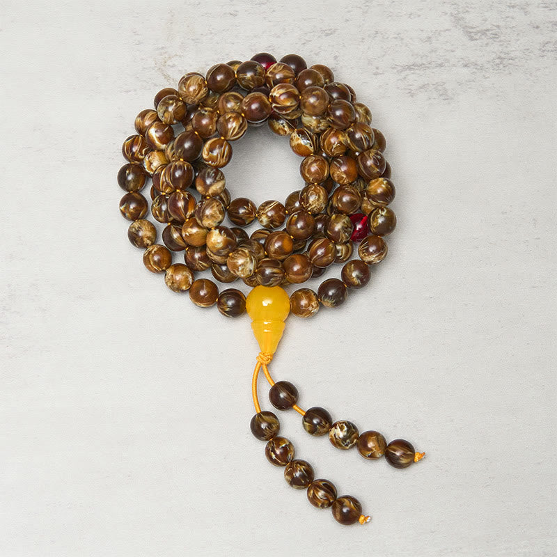 Mala con 108 Buddha Stones y calabaza ámbar multicolor - image 1