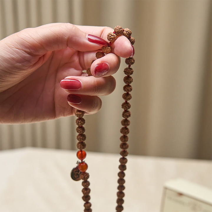 Buddha Stones tibetano de 108 cuentas con semillas de Bodhi y símbolo Om, borla para la riqueza y la buena fortuna - image 4