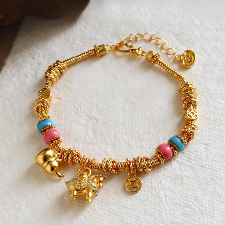 Pulsera de equilibrio de cobre con monedas de cobre y calabaza del Año del Caballo con Buddha Stones - Caballo de cobre (circunferencia de la muñeca: 14-18 cm) - image 0