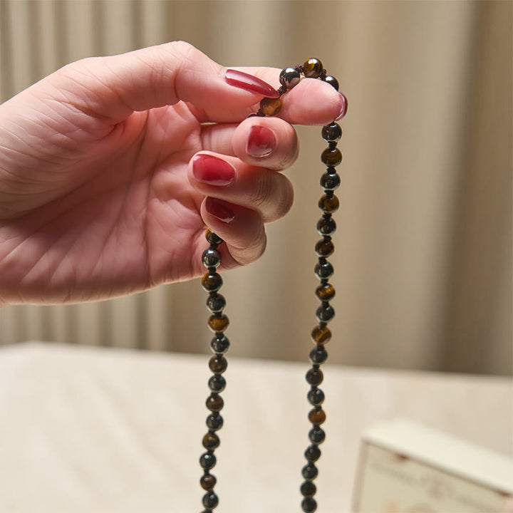 Buddha Stones con 108 cuentas de ojo de tigre, hematita y borla para fortalecer el coraje - image 4