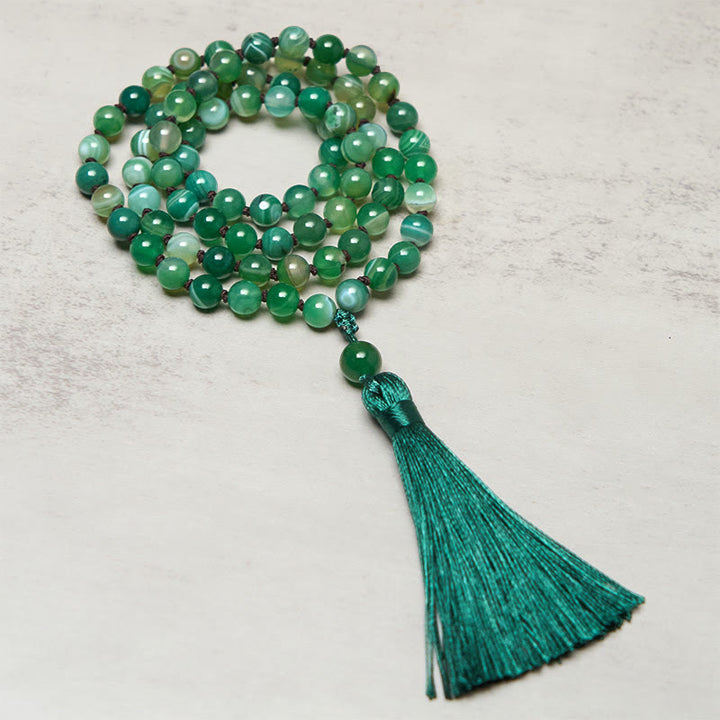 Pulsera protectora con borlas de malaquita y cuentas de Buddha Stones - image 1