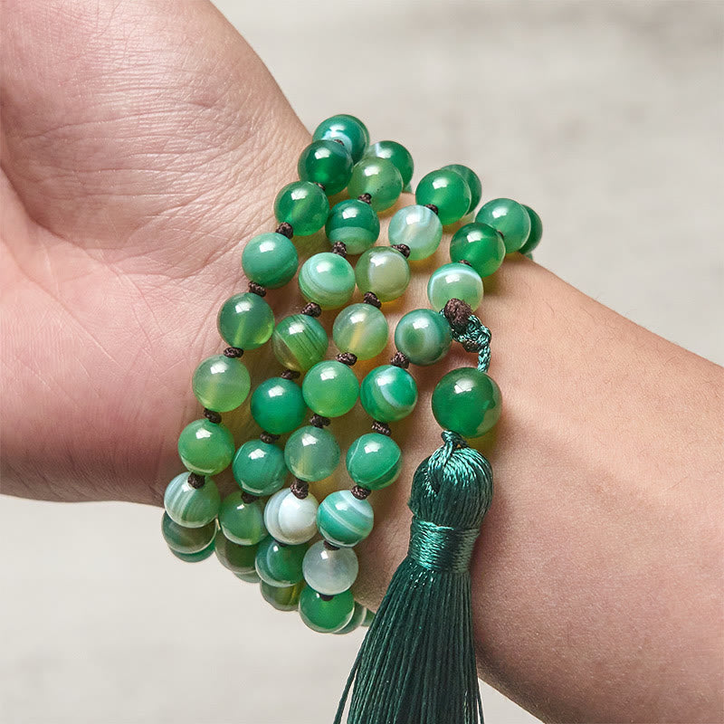 Pulsera protectora con borlas de malaquita y cuentas de Buddha Stones - image 3