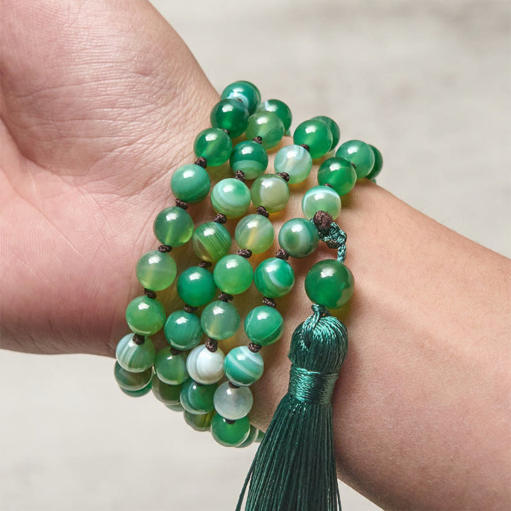 Pulsera protectora con borlas de malaquita y cuentas de Buddha Stones - image 3