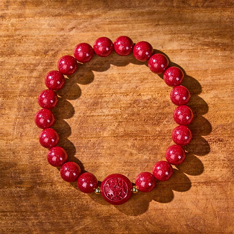 Pulsera de bendición pacífica con Buddha Stones, año del caballo, tallada en cinabrio - image 1