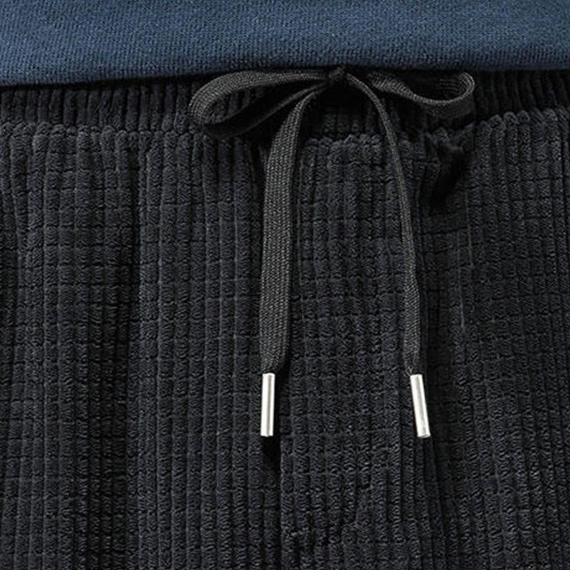 Pantalones de pana rectos hasta el tobillo con estampado de cachemira y cordón lateral para hombre con Buddha Stones y bolsillos - image 9