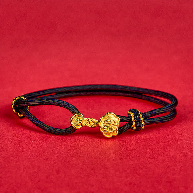 Buddha Stones Pulsera de la suerte ajustable con cuerda de oro bañada en cobre y mango de Ruyi Fu - image 7