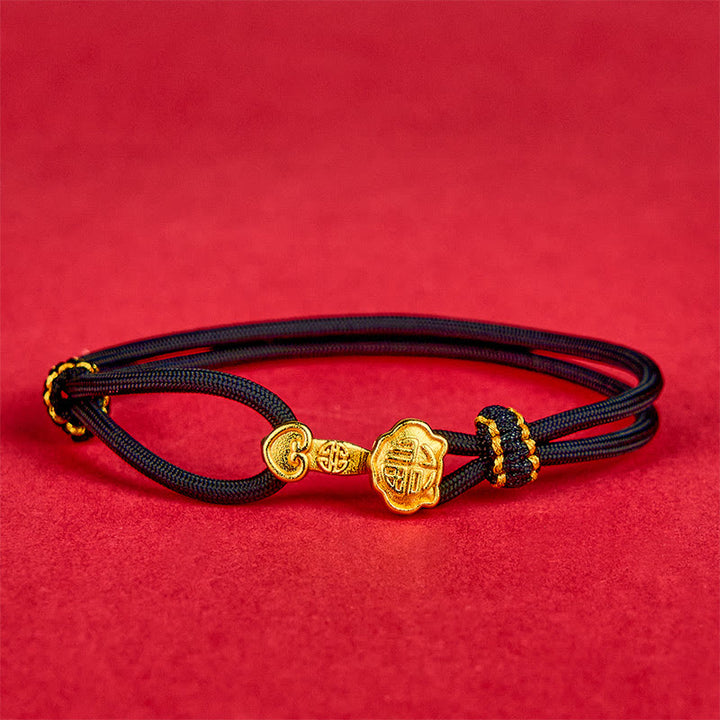 Buddha Stones Pulsera de la suerte ajustable con cuerda de oro bañada en cobre y mango de Ruyi Fu - image 7