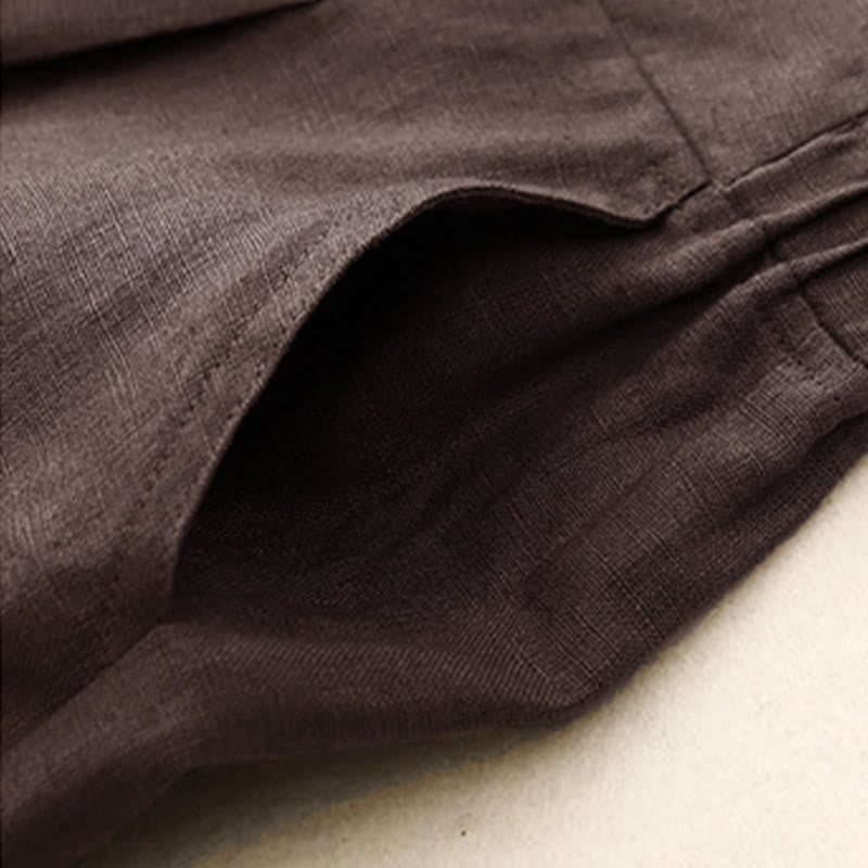 Pantalones de algodón Buddha Stones para mujer, lisos, de primavera, de largo 7-8, con bolsillos - image 2