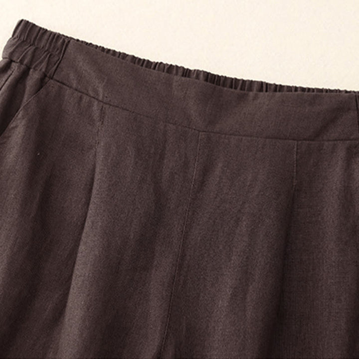 Pantalones de algodón Buddha Stones para mujer, lisos, de primavera, de largo 7-8, con bolsillos - image 1