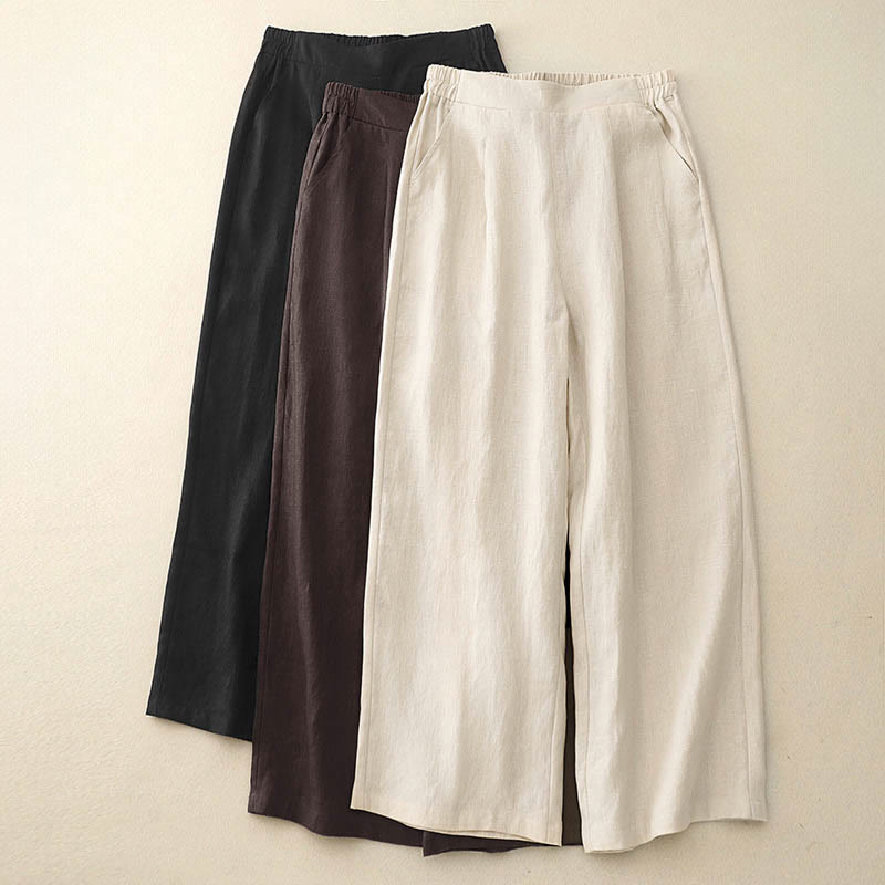 Pantalones de algodón Buddha Stones para mujer, lisos, de primavera, de largo 7-8, con bolsillos - image 20