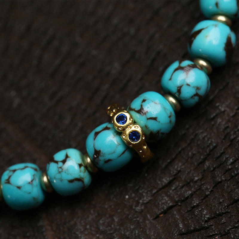 Pulsera de protección con amuleto Thangka Gau de Buddha Stones y turquesa con carácter Fu - image 2