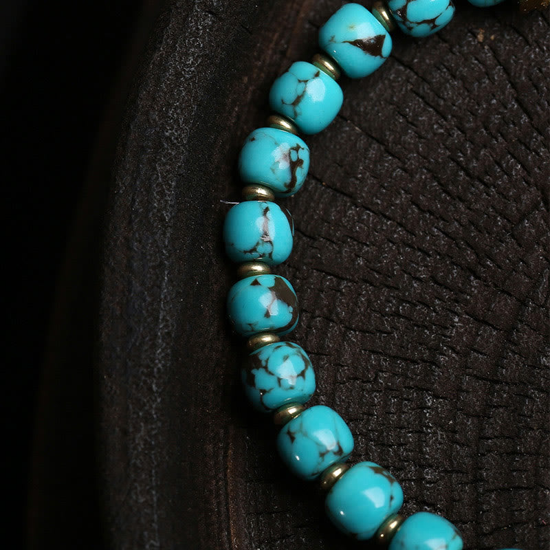 Pulsera de protección con amuleto Thangka Gau de Buddha Stones y turquesa con carácter Fu - image 3
