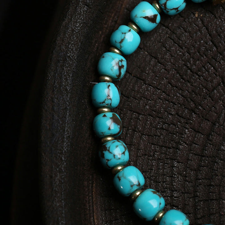 Pulsera de protección con amuleto Thangka Gau de Buddha Stones y turquesa con carácter Fu - image 3