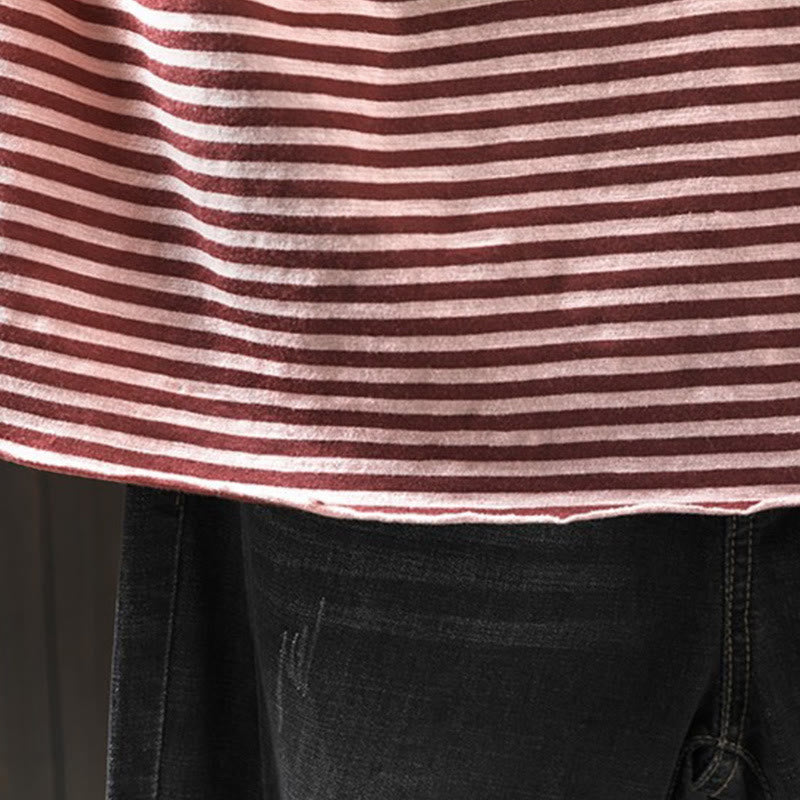 Sudadera con capucha de algodón de manga larga para mujer con estampado de rayas de primavera y Buddha Stones - image 13