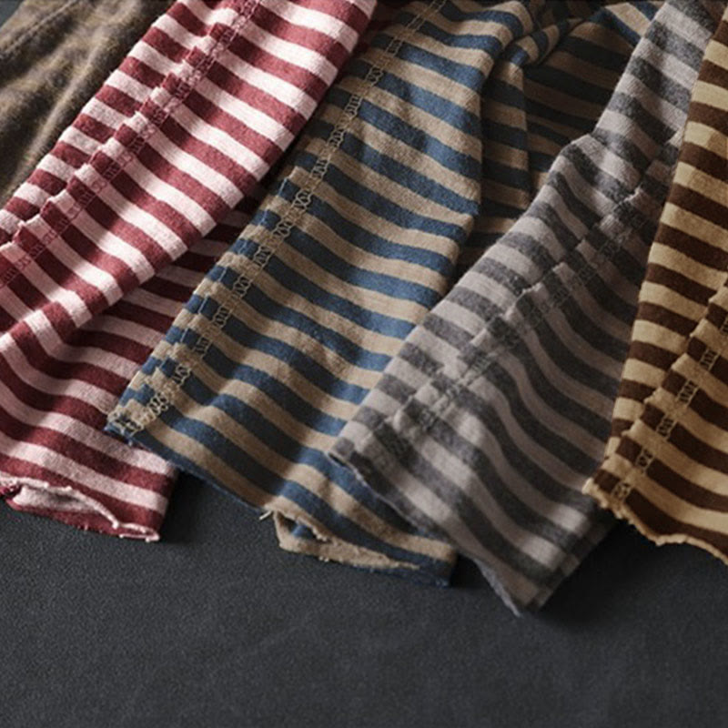 Sudadera con capucha de algodón de manga larga para mujer con estampado de rayas de primavera y Buddha Stones - image 18