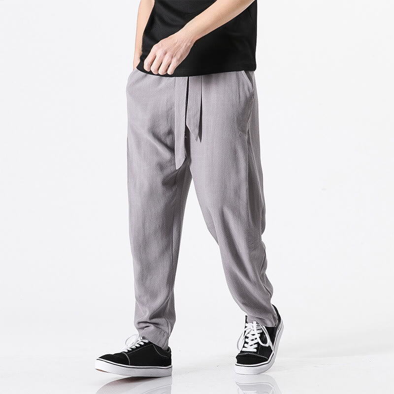 Pantalones harén de algodón con bolsillos para hombre, diseño sencillo y color liso , Buddha Stones Commute - image 9