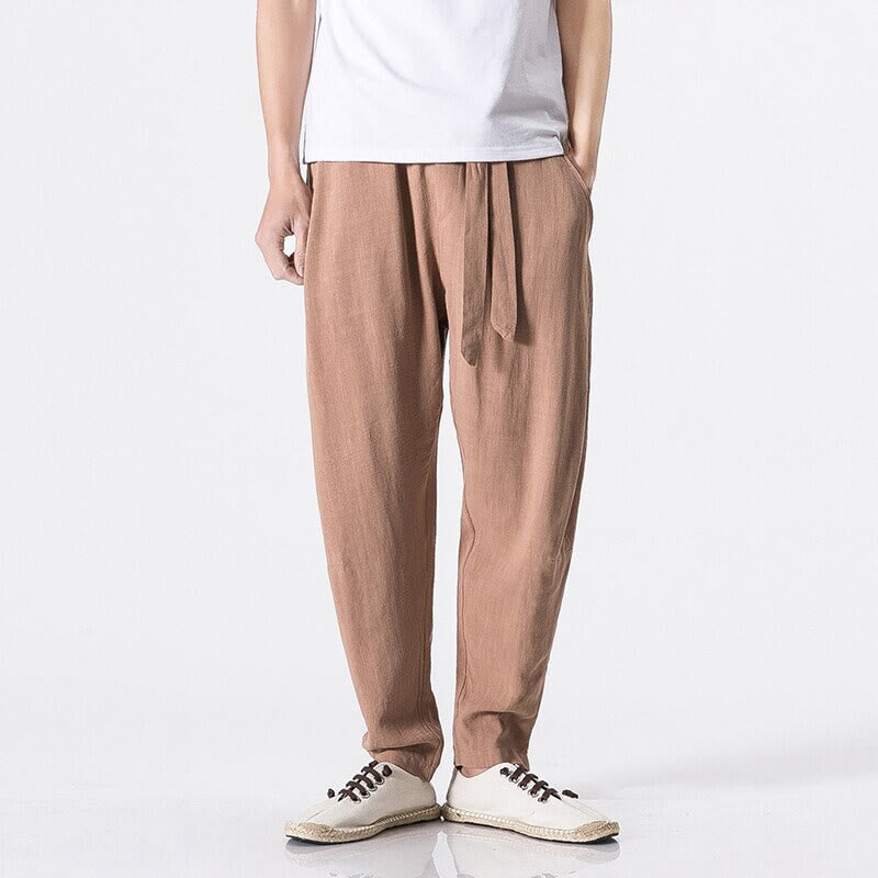 Pantalones harén de algodón con bolsillos para hombre, diseño sencillo y color liso , Buddha Stones Commute - image 1