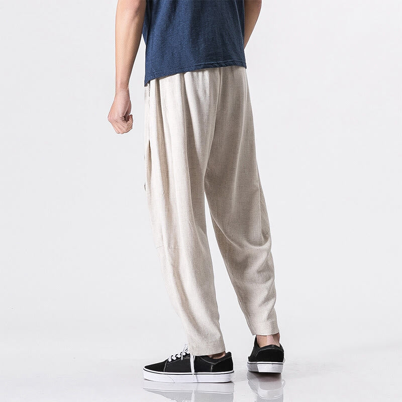 Pantalones harén de algodón con bolsillos para hombre, diseño sencillo y color liso , Buddha Stones Commute - image 6