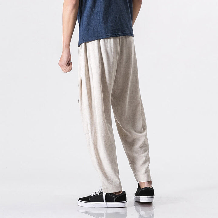 Pantalones harén de algodón con bolsillos para hombre, diseño sencillo y color liso , Buddha Stones Commute - image 6