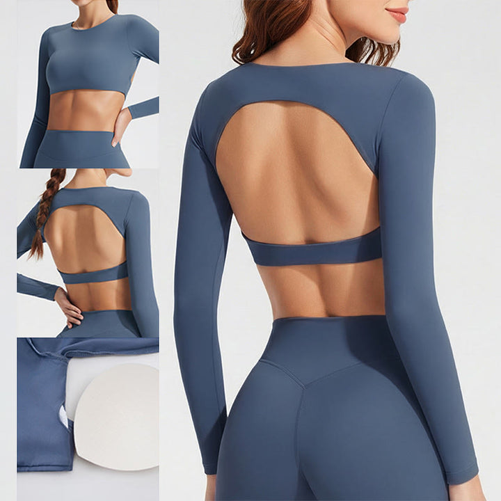 Sujetador deportivo de manga larga sin espalda con Buddha Stones para mujer, fitness, yoga - image 12