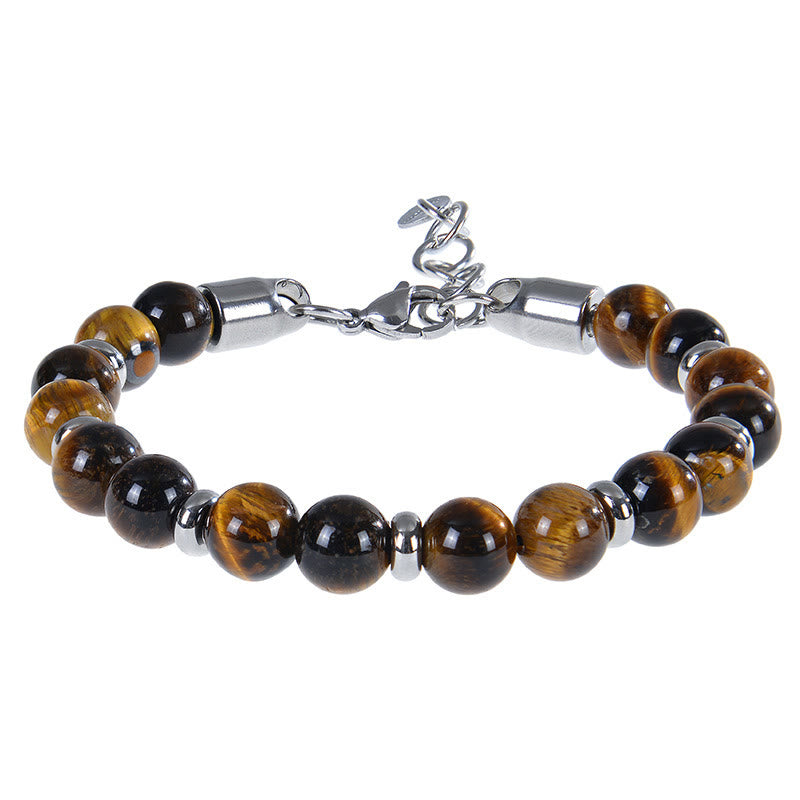 Pulsera protectora con varias cuentas de piedra natural de ojo de tigre y Buddha Stones - Ojo de tigre (circunferencia de la muñeca: 17-20 cm) - image 0