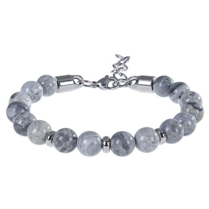 Pulsera protectora con varias cuentas de piedra natural de ojo de tigre y Buddha Stones - Jaspe gris (circunferencia de la muñeca: 17-20 cm) - image 4